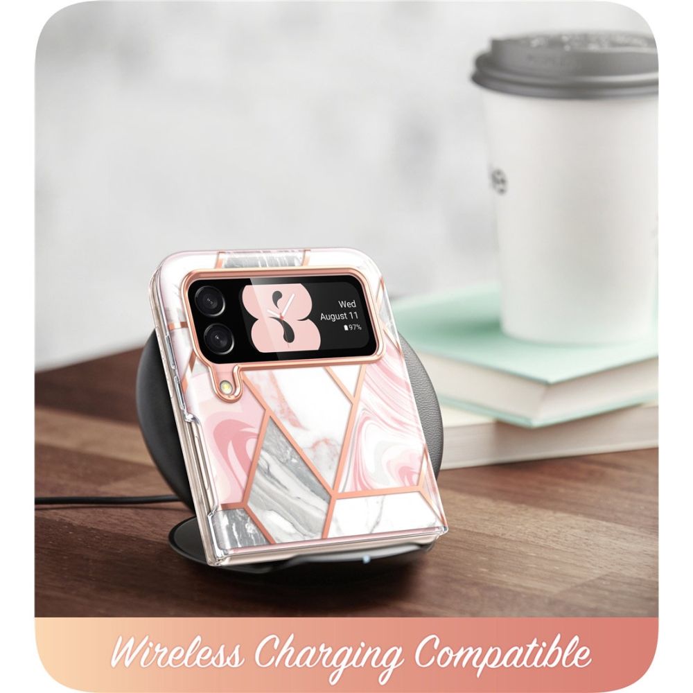 Дамски Калъф за Samsung Z Flip 4, Supcase Iblsn Cosmo Marble, Розов (9)