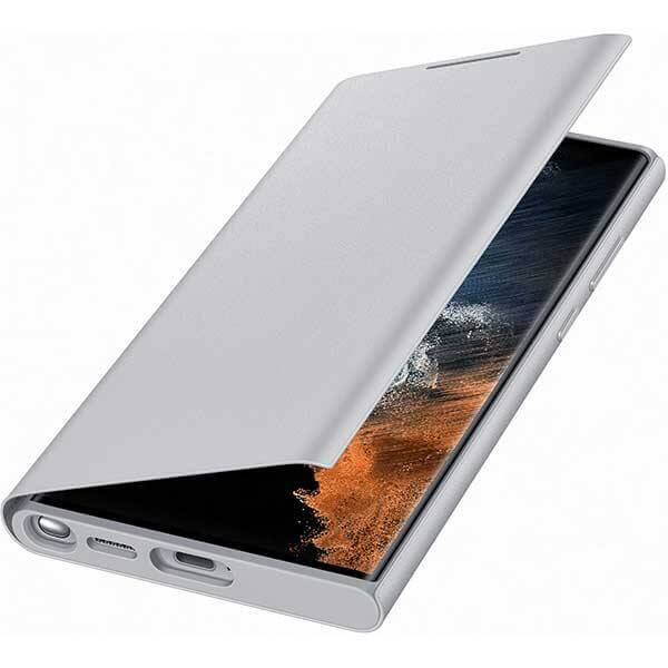 Оригинален Активен Калъф за Samsung S22 Ultra, Led View Cover Book Case EF-NS908PJE, Сив (2)