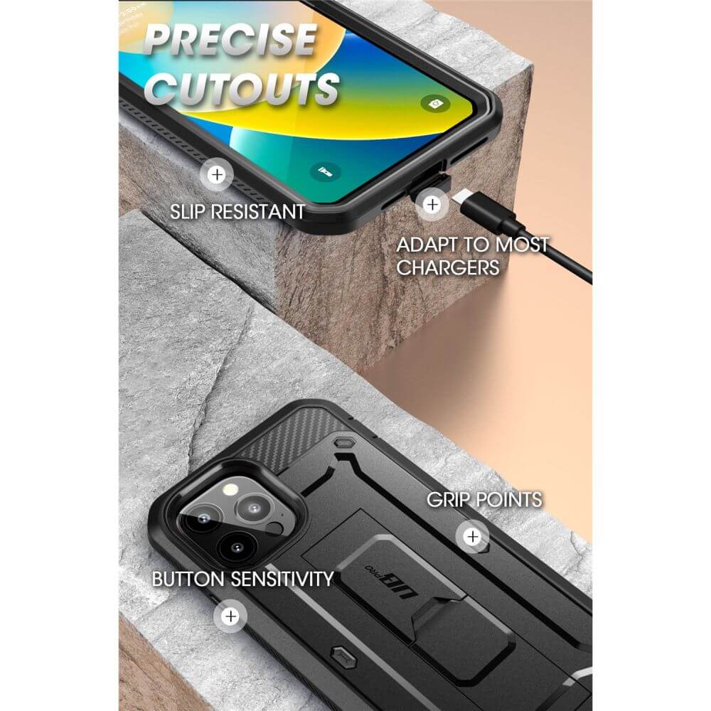 Противоударен Калъф за iPhone 14 Pro, Supcase Unicorn Beetle Pro, Черен (6)