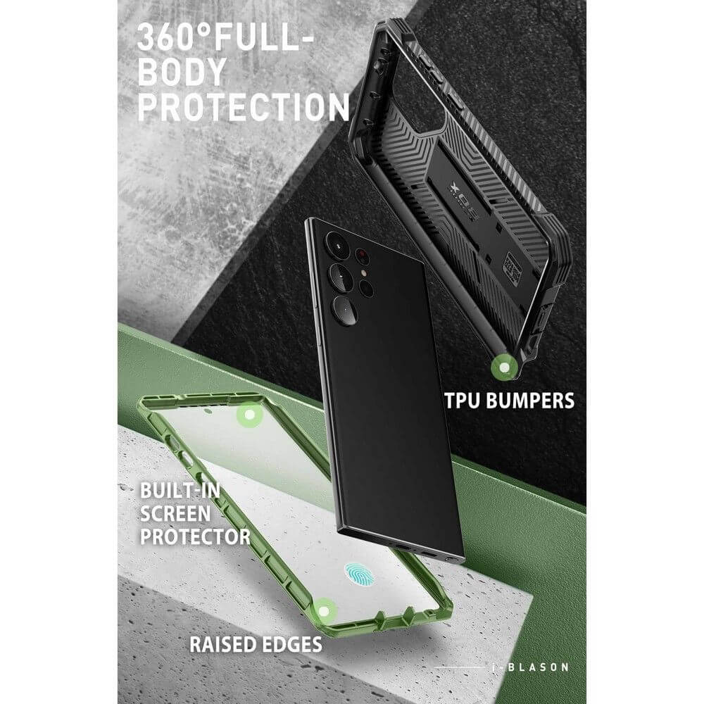 Противоударен Калъф за Samsung S23 Ultra, Supcase Iblsn ArmorBox, Зелен (7)
