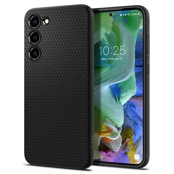 Противоударен Силиконов Калъф за Samsung S23, Spigen Liquid Air Case, Черен