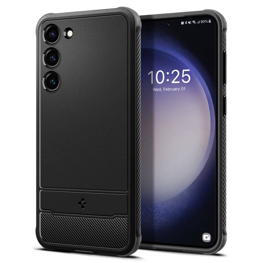 Противоударен Силиконов Калъф за Samsung S23 Plus, Spigen Rugged Armor Case, Черен