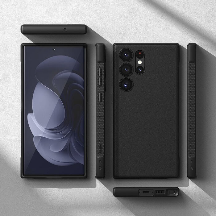 Противоударен Силиконов Калъф за Samsung S23 Ultra, Ringke Onyx Case, Черен (4)