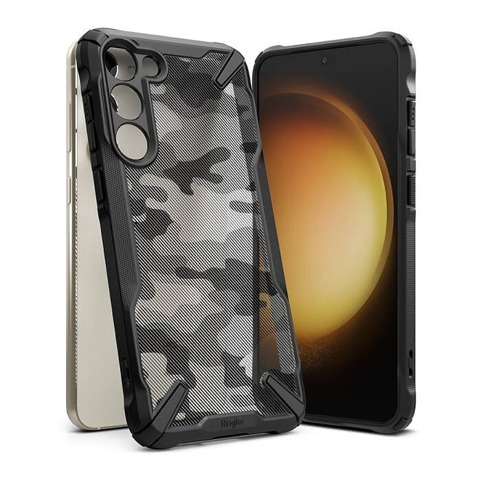 Противоударен Хибриден Калъф за Samsung S23 Plus, Ringke Fusion X Camouflage Case, Черен
