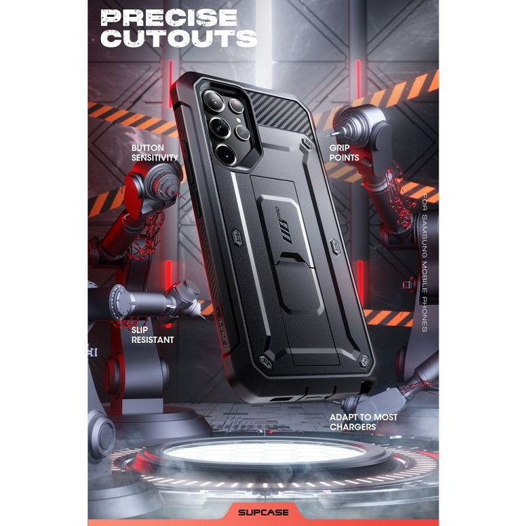 Противоударен Калъф 3в1 за Samsung S23 Ultra, Supcase Unicorn Beetle Pro Set, Черен (8)