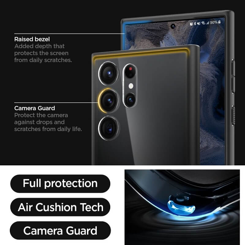 Противоударен Хибриден Калъф за Samsung S23 Ultra, Spigen Ultra Hybrid Case, Черен (7)
