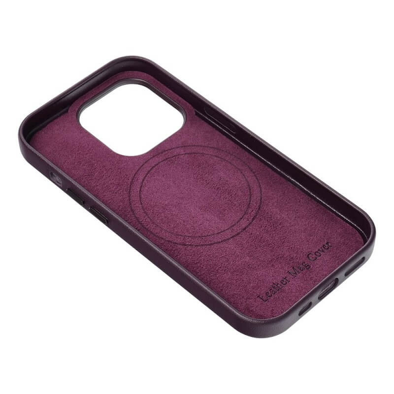 Magsafe Кожен Калъф за iPhone 14 Pro Max, Forcell Leather Case, Лилав (6)