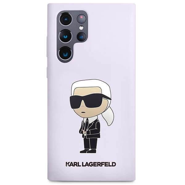 Луксозен Калъф за Samsung S23 Ultra, Karl Lagerfeld Silicone Ikonik Case, Лилав