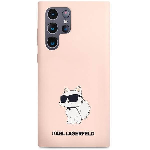 Луксозен Калъф за Samsung S23 Ultra, Karl Lagerfeld Silicone Choupette Case, Розов