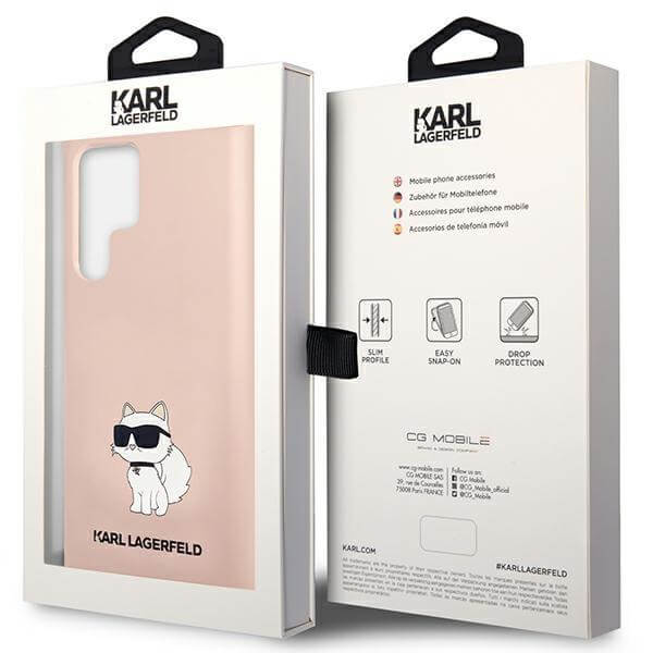Луксозен Калъф за Samsung S23 Ultra, Karl Lagerfeld Silicone Choupette Case, Розов (6)