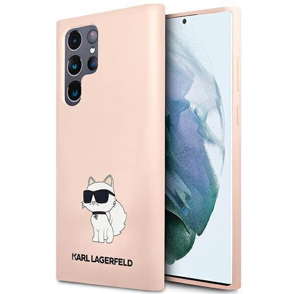 Луксозен Калъф за Samsung S23 Ultra, Karl Lagerfeld Silicone Choupette Case, Розов (2)