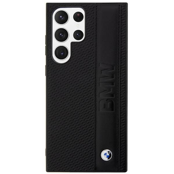 Луксозен Калъф за Samsung S23 Ultra, BMW Leather Textured & Stripe Case, Черен (3)