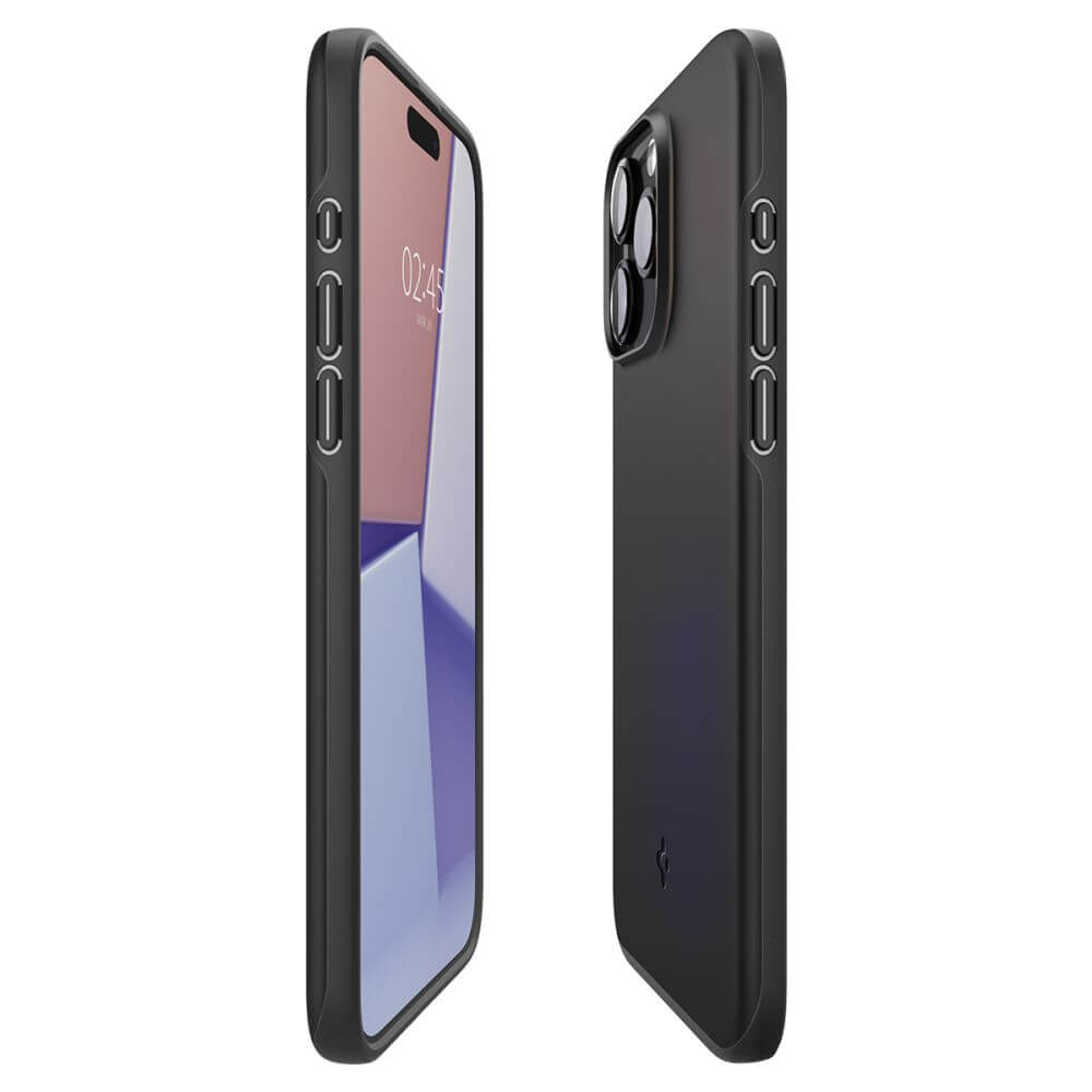 Противоударен Калъф за iPhone 15 Pro, Spigen Thin Fit Case, Черен (5)