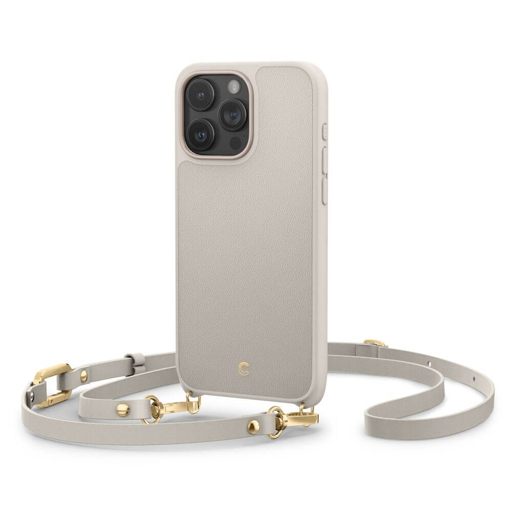 Magsafe Кожен Калъф с Връзки за iPhone 15 Pro Max, Spigen Cyrill Classic Charm, Бежов
