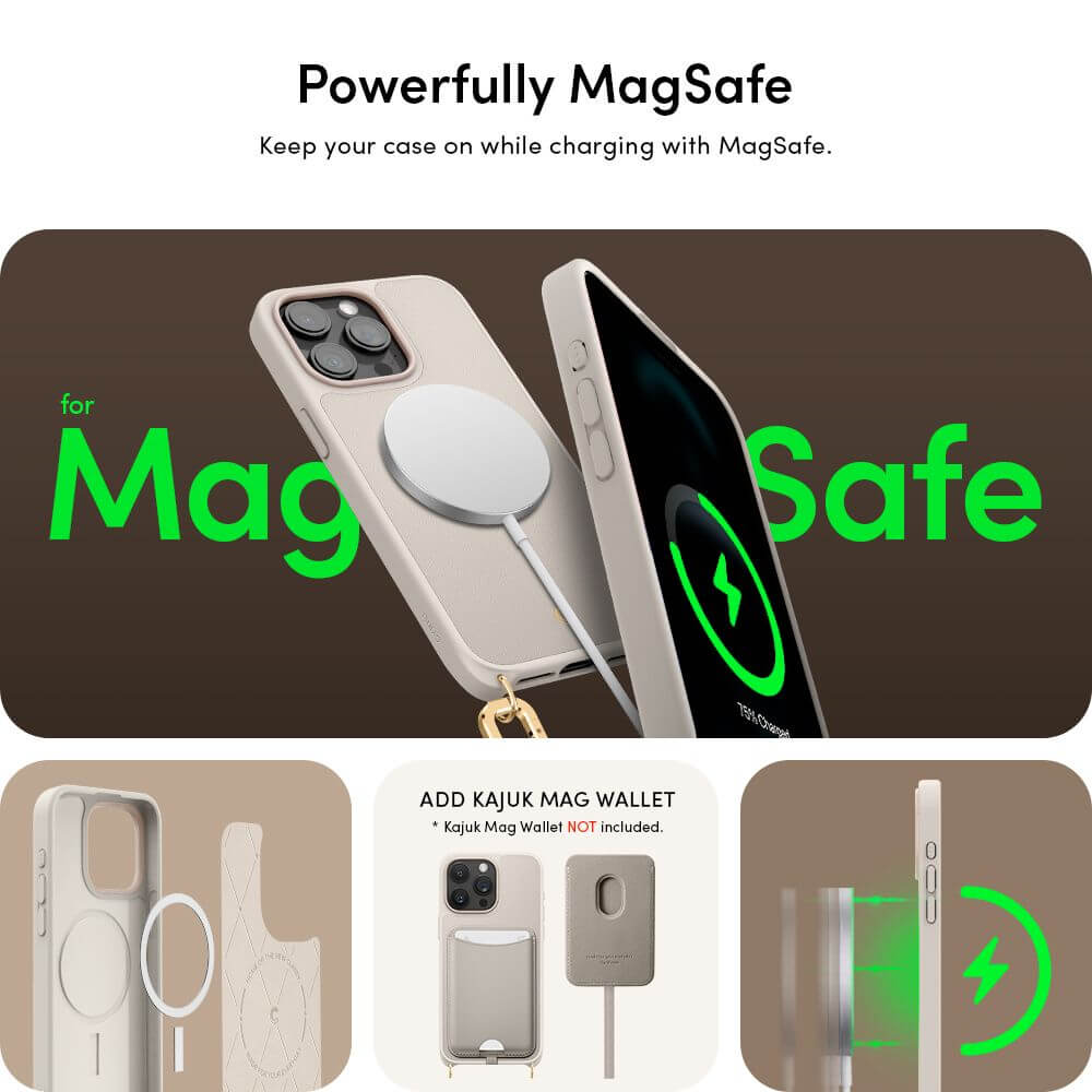 Magsafe Кожен Калъф с Връзки за iPhone 15 Pro Max, Spigen Cyrill Classic Charm, Бежов (8)