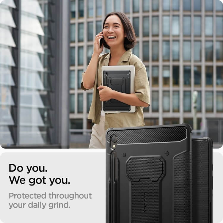 Противоударен Калъф за Samsung Tab S9, Spigen Rugged Armor Pro Case, Черен (8)