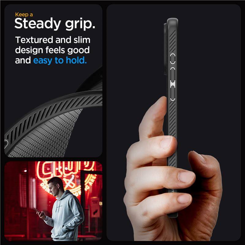 Противоударен Калъф за iPhone 15 Pro Max, Spigen Liquid Air Case, Черен (9)