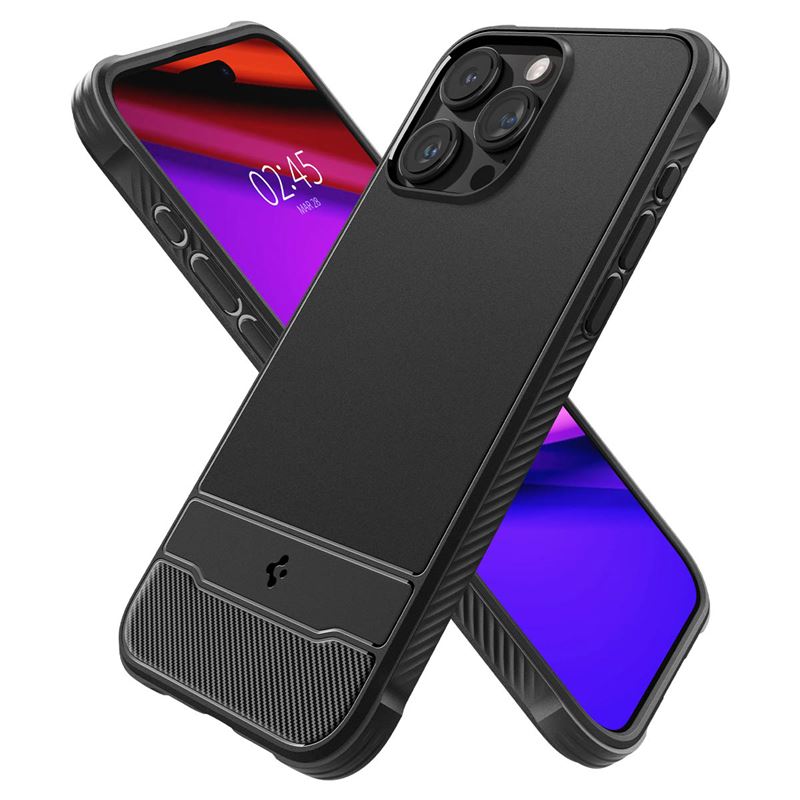 MagSafe Противоударен Калъф за iPhone 15 Pro, Spigen Rugged Armor Case, Черен (6)
