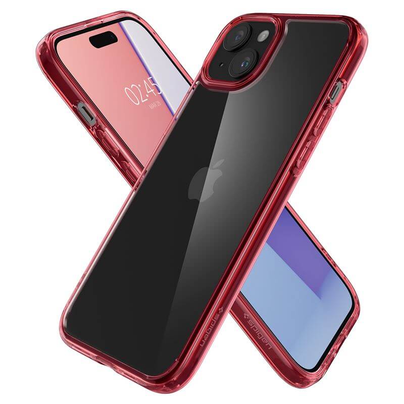 Противоударен Калъф за iPhone 15 Plus, Spigen Ultra Hybrid Case, Червен (5)