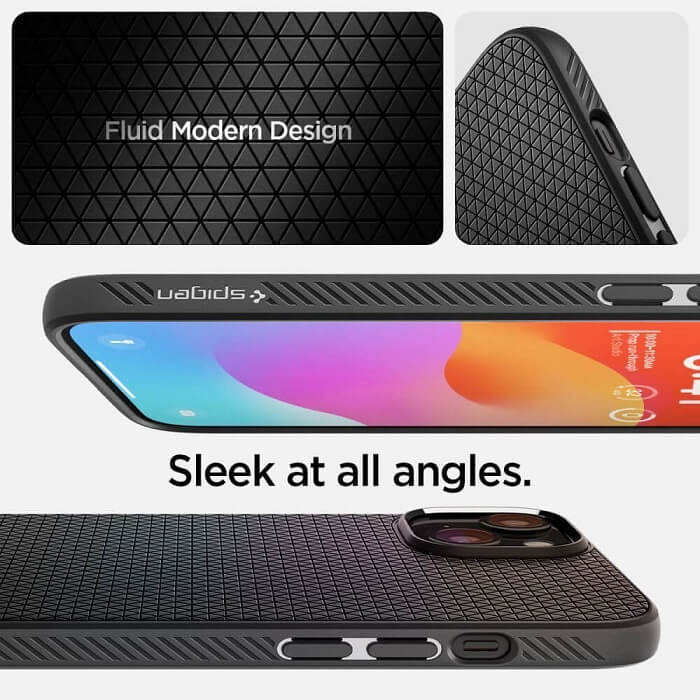 Противоударен Калъф за iPhone 15, Spigen Liquid Air Case, Черен (7)