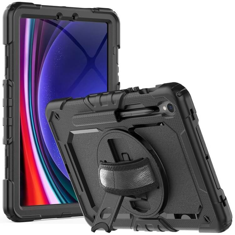 Калъф с Дръжка за Samsung Tab S10 Lite/ S10 FE/ S9, Tech-Protect Solid360 Case, Черен