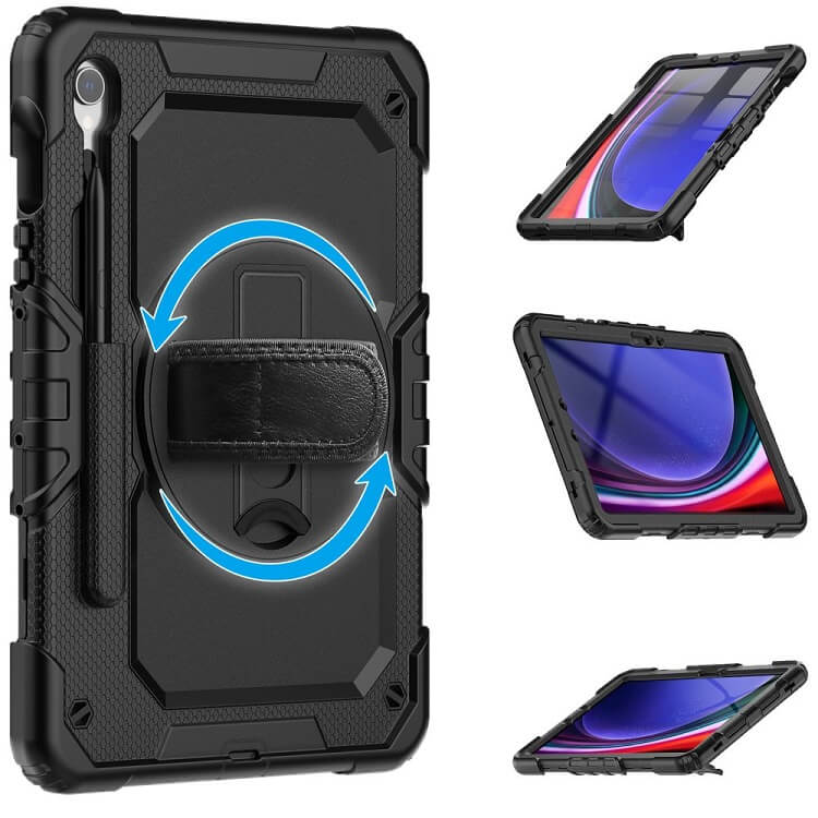 Калъф с Дръжка за Samsung Tab S10 Lite/ S10 FE/ S9, Tech-Protect Solid360 Case, Черен (3)