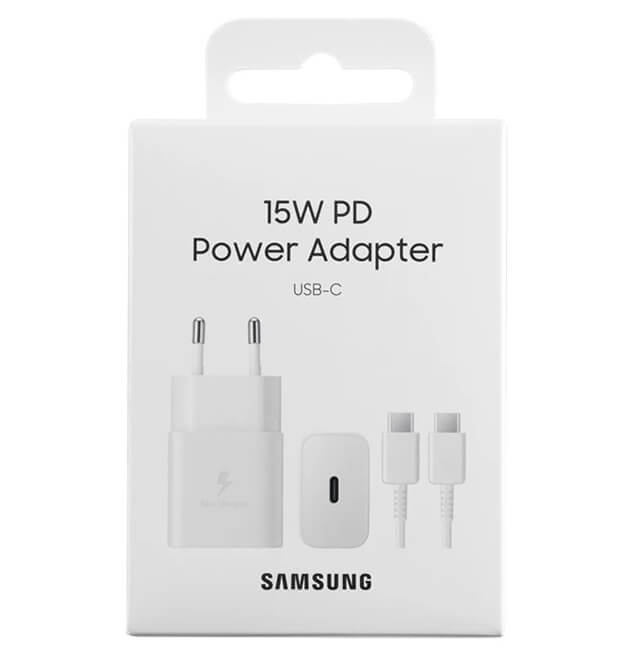 Оригинално Зарядно Samsung 15W 220v Fast Charger с USB-C Кабел EP-T1510XWE, Бял