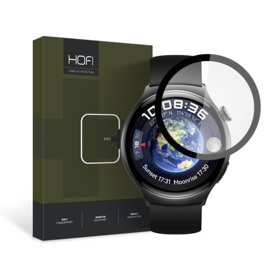Протектор за Huawei Watch 4, Hofi Hybrid Pro Glass, Черен