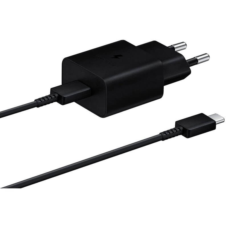Оригинално Зарядно Samsung 15W 220v Fast Charger с USB-C Кабел EP-T1510XBE, Черен (2)
