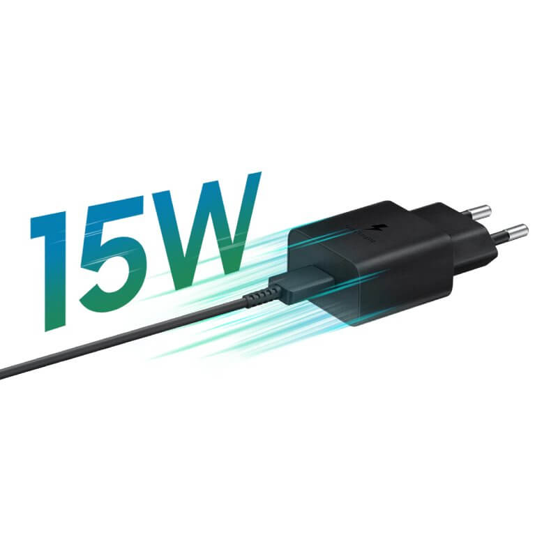 Оригинално Зарядно Samsung 15W 220v Fast Charger с USB-C Кабел EP-T1510XBE, Черен (8)