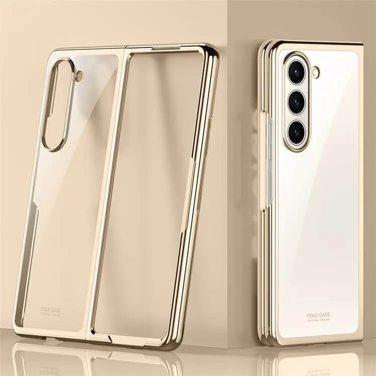 Калъф с Цветна Рамка за Samsung Z Fold 5, Electroplating Case, Златист