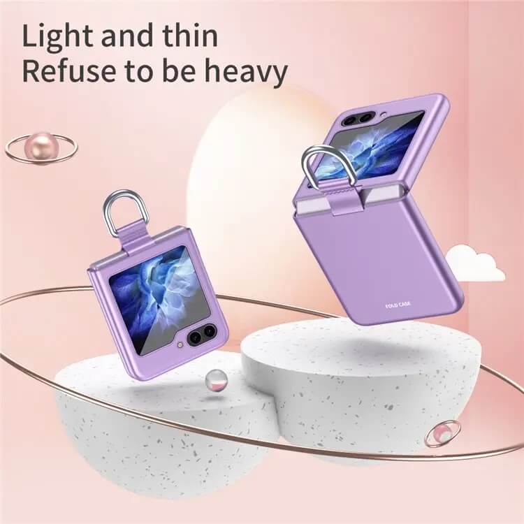 Матов Калъф с Пръстен за Samsung Galaxy Z Flip 5, GKK Ring Case, Лилав (6)