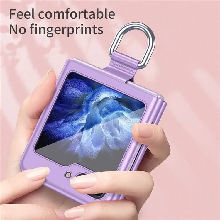 Матов Калъф с Пръстен за Samsung Galaxy Z Flip 5, GKK Ring Case, Лилав (5)