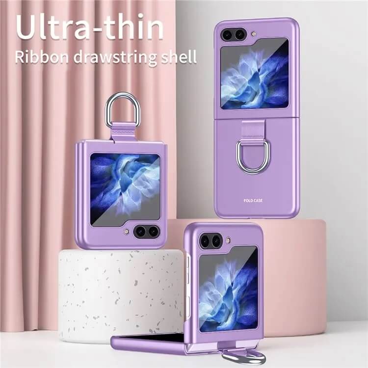 Матов Калъф с Пръстен за Samsung Galaxy Z Flip 5, GKK Ring Case, Лилав (4)