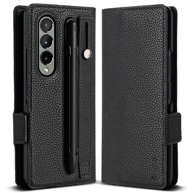 Калъф с S-Pen Поставка за Samsung Z Fold 4, Ringke Folio Signature Case, Черен