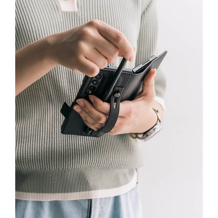 Калъф с S-Pen Поставка за Samsung Z Fold 4, Ringke Folio Signature Case, Черен (5)