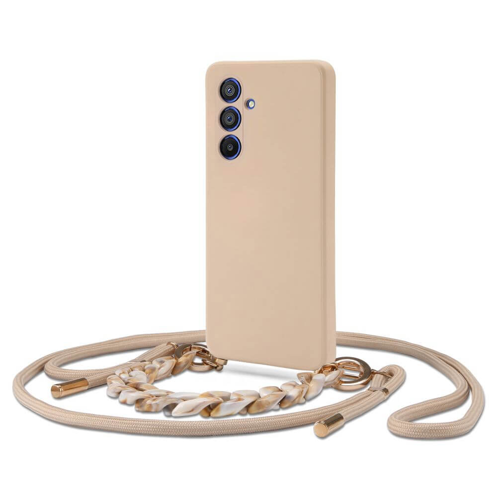 Калъф с Връзка за Samsung A14, Tech-Protect Icon Chain Case, Бежов