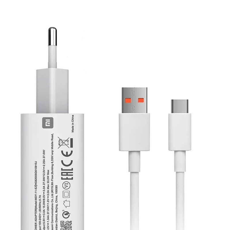 Оригинално Зарядно с Кабел, Xiaomi 220v-33W MDY-16-EF, Бял (2)