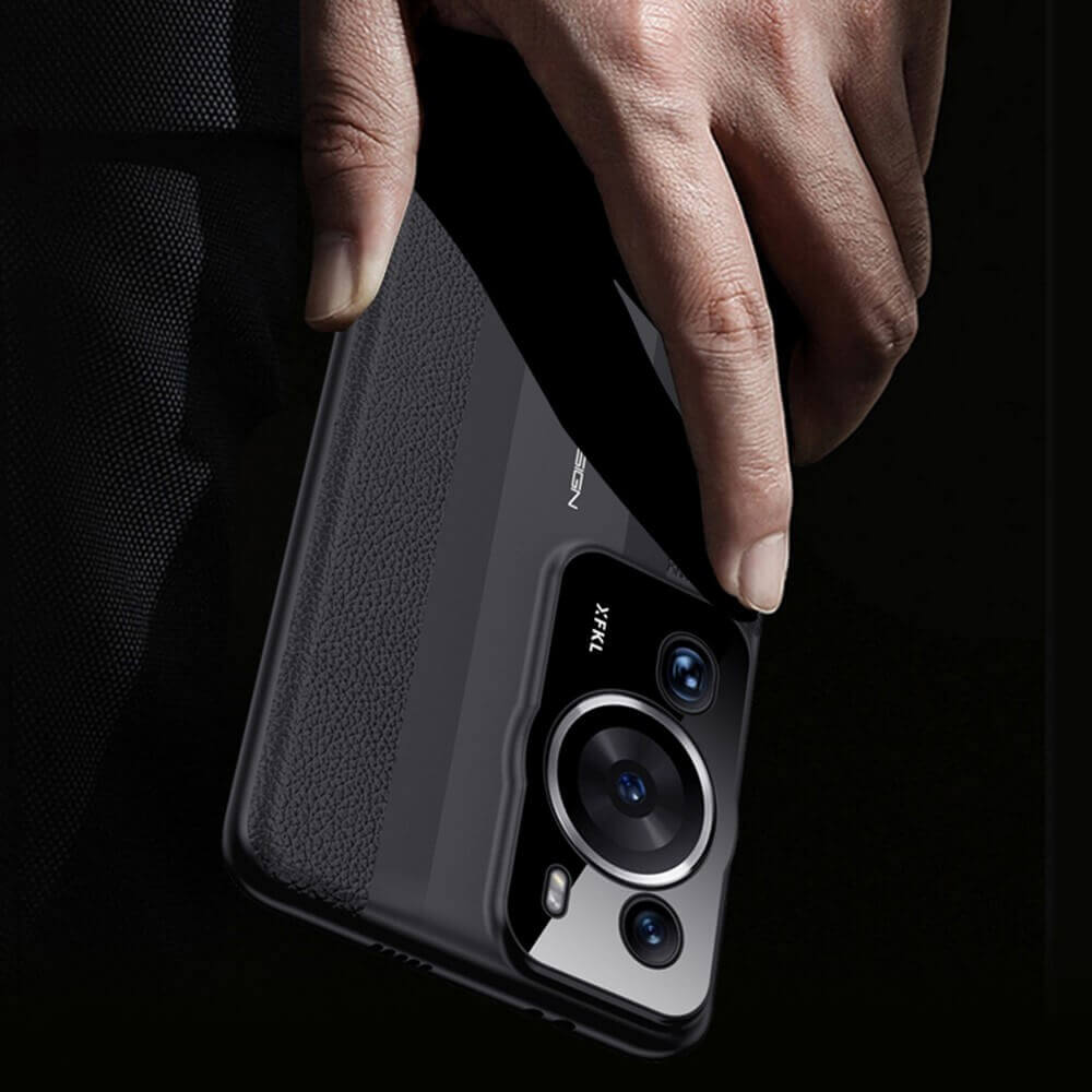 Кожен Калъф за Huawei P60 Pro, GKK Leather Design Case, Черен (2)
