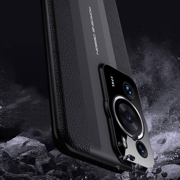 Кожен Калъф за Huawei P60 Pro, GKK Leather Design Case, Черен (3)