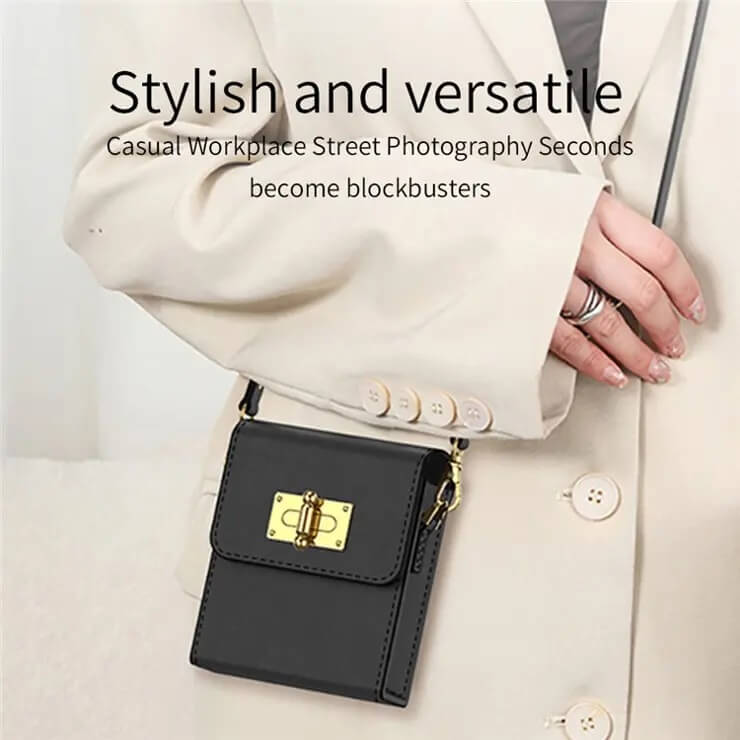 Кожен Калъф за Samsung Z Flip 5, GKK Shoulder Bag Case, Черен (2)