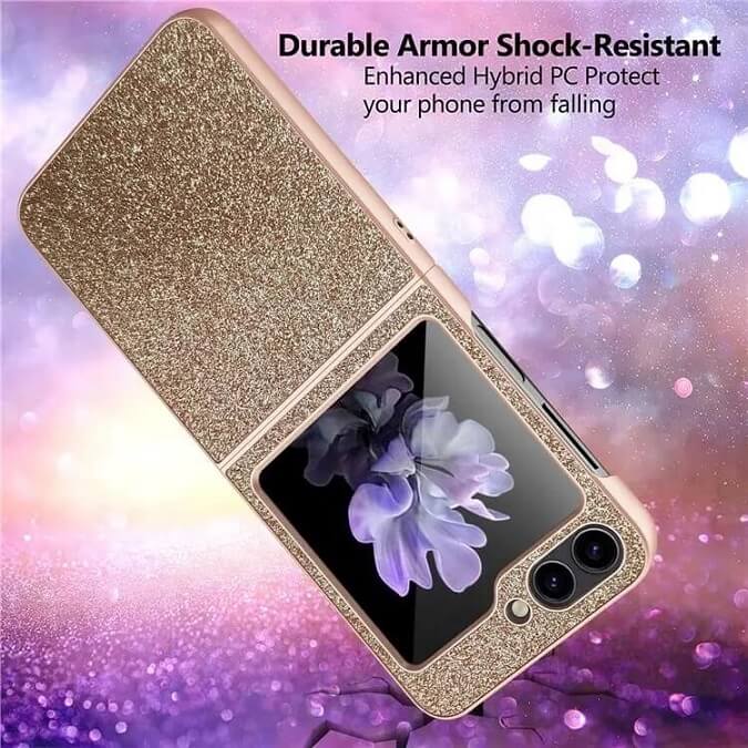 Калъф с Изящна Декорация за Samsung Z Flip 5, Bling Case, Розов (3)