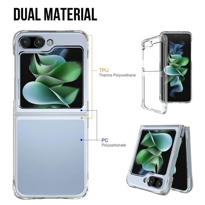Противоударен Калъф за Samsung Galaxy Z Flip 5, GKK Hybrid Clear Case, Прозрачен (5)