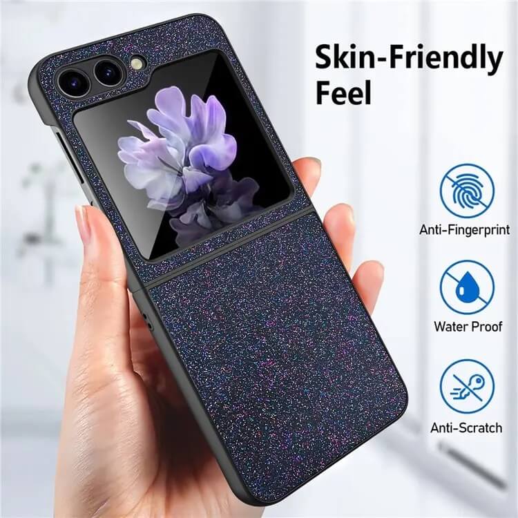 Калъф с Изящна Декорация за Samsung Z Flip 5, Bling Case, Черен (3)