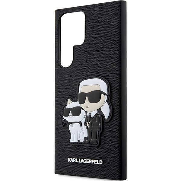 Луксозен Калъф за Samsung S23 Ultra, Karl Lagerfeld Saffiano Karl & Choupette Case, Черен (6)