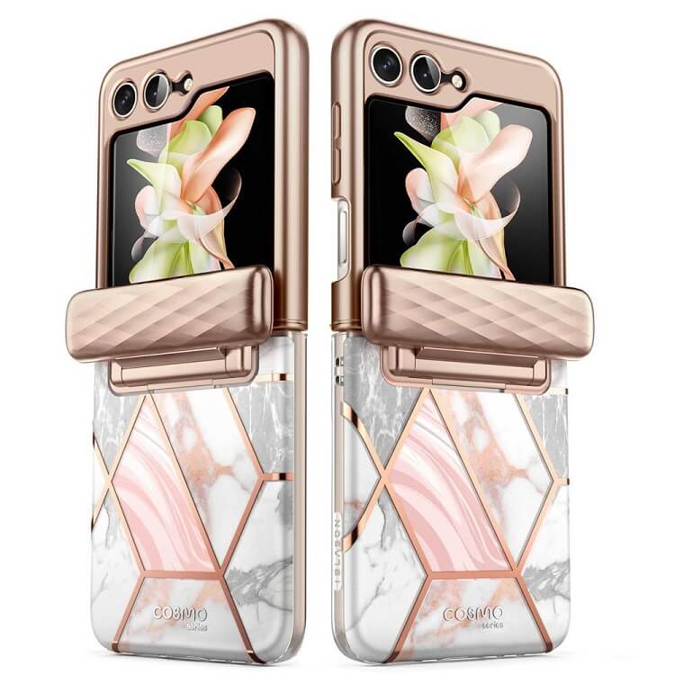 Дамски Калъф с Предпазител за Samsung Z Flip 5, Supcase Iblsn Cosmo Marble, Розов (2)