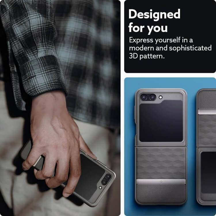 Противоударен Калъф за Samsung Z Flip 5, Spigen Caseology Parallax, Сив (3)