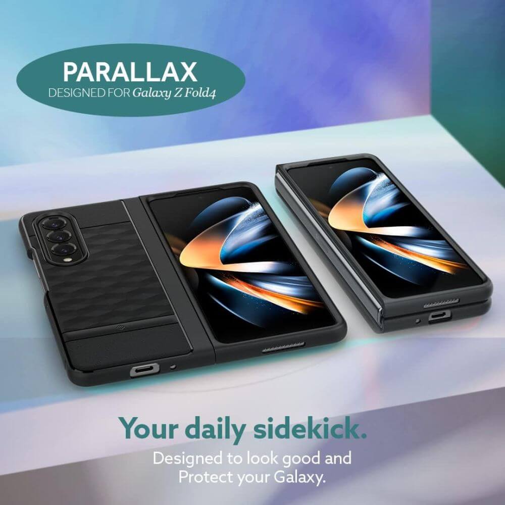 Противоударен Калъф за Samsung Z Fold 5, Spigen Caseology Parallax, Черен (6)