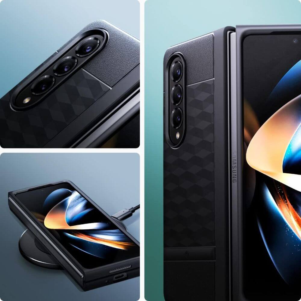 Противоударен Калъф за Samsung Z Fold 5, Spigen Caseology Parallax, Черен (2)