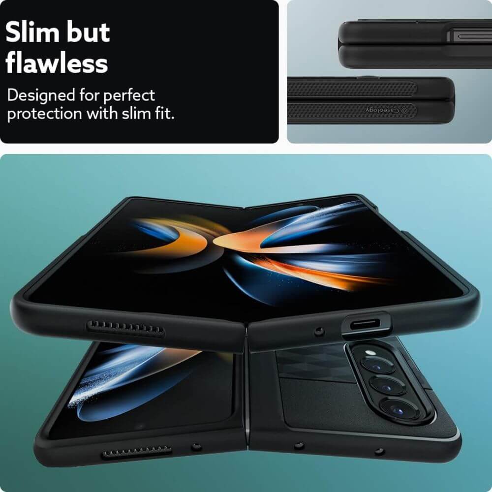 Противоударен Калъф за Samsung Z Fold 5, Spigen Caseology Parallax, Черен (4)